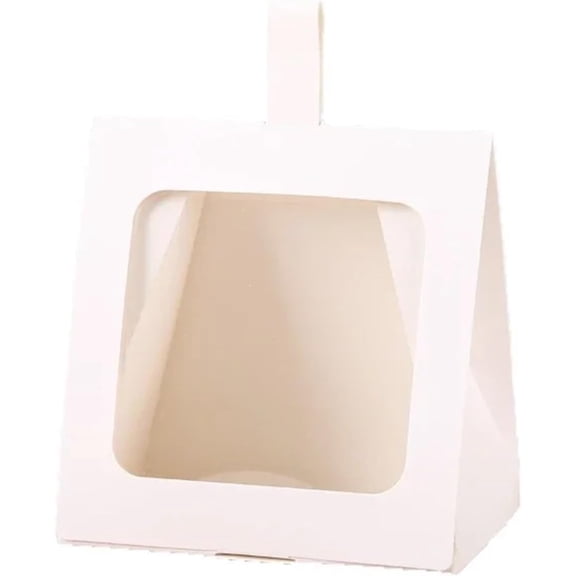 30/50pcs Kraft Paper Tote Box With Window Small Kids Packaging For Sweets Candy Biscuits Storage White 10x10x6.3cm 50pcs