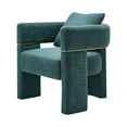 thumbnail image 1 of 30.51" Wide Accent Chair, Modern Boucle Chair with Pillow, Fluffy Side Corner Sofa Chair, Round Barrel Arm Chair with Wood Frame,  Leisure Single Sofa Chair Vanity Chair for Compact Space, Green, 1 of 9