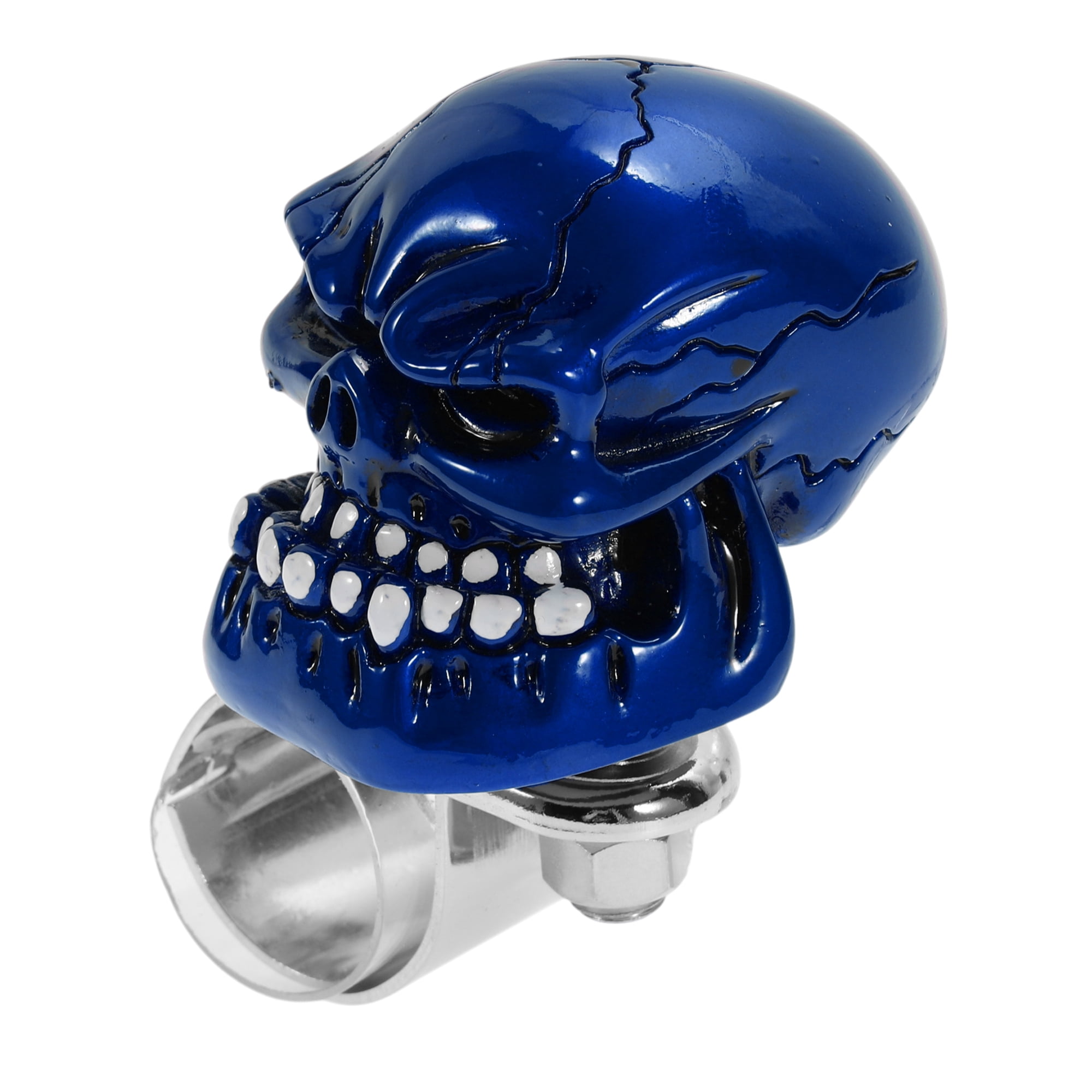 30.5mm Car Steering Wheel knob Large Skull Vehicle Steering Wheel Rotator Ball for SUV Pickup Trucks Semi-Trailers Vans Boats Blue 1 Pc