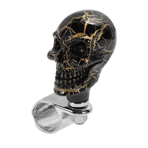 30.5mm Car Steering Wheel knob Small Skull Vehicle Steering Wheel Rotator Ball for SUV Pickup Trucks Semi-Trailers Vans Boats Black Gold Tone 1 Pc