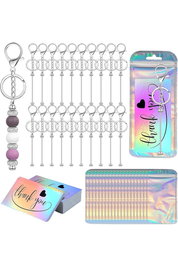 30/60/120 Pcs Beadable Keychain Bars Bulk Blank Creative Cute Keychains Bar for Beads Purse Keychains for Women Man