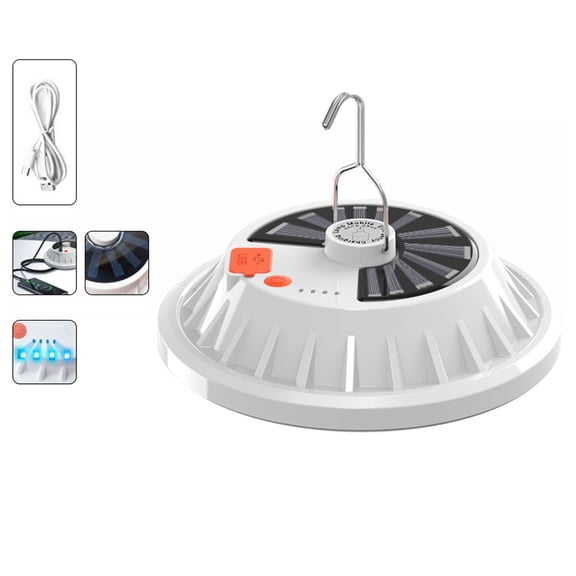 30/60/120LEDs Solar Charging Flying Saucer Lamp LED High Bay Light Ceiling Lamp with Hook for Warehouse Garage Lighting