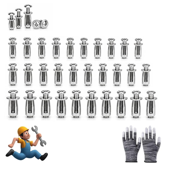 30/60/90 PCS Button Rivet Locking Nuts Set, M4/M5/M6 (30 PCS) | Zinc Plated Steel, Heavy Duty High-Strength Industrial Hardware, Bolt-Compatible, for Fixing, Reinforcement