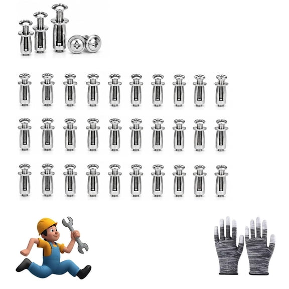 30/60/90 PCS Button Rivet Locking Nuts Set, M4/M5/M6, Zinc Plated Steel, Heavy Duty High-Strength Industrial Hardware, Bolt-Compatible, for Fixing, Reinforcement