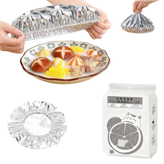 30/60/90Pcs Reusable Aluminum Foil Food Covers, Pop-Up Tin Foil Food Insulation Cover, Adjustable Heat Lid for Kitchen,For Bowls, Pots, Containers