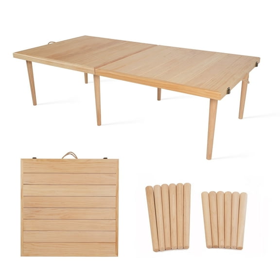 SRYBLT 30*60 Solid Pine Wood,Boho Picnic Tables,Low Picnic Table for Sitting on the Floor,Foldable and Removable Table Legs, for Patoi,Garden,Beach,Camping