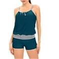 thumbnail image 1 of Wycnly Two-Piece Swimsuits for Women Summer Sexy Tie Strap Bathing Suits Sleeveless Crewneck Striped Print Swimwears Navy L, 1 of 4