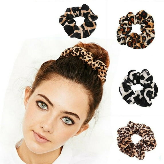 30 Leopard Hair Scrunchies Gold Velvet Elastics Bands Ties Scrunchy Ties Rope