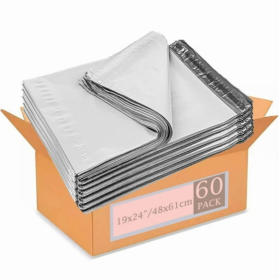 30/60 pack White Poly mailing bags | 19x24 inch size | self seal bulk packaging material shipping supplies envelope bags