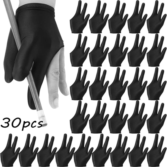 30/60PCS 3-Finger Billiard Gloves, Breathable Nylon Pool Shooter for Left/Right Hand, Universal Men & Women
