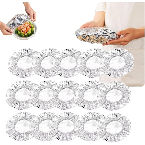 30/60PCS Aluminum Foil Heat Retaining Covers, Pop up Tin Foil Food Insulation Cover, Keep Food Warm & Fresh, Is Used for Refrigerator Storage(60PCS)