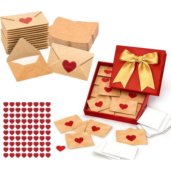 30/60Pack DIY Love Notes Box - Mini Blank Cards & Envelopes for Him/Her, Mini Blank Note Cards Box, DIY Love Letter Boxes for Valentine's day Gift