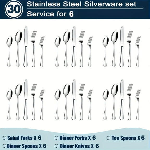30/61Pcs Black Stainless Steel Cutlery Set with Storage Box & Tray, 12-Person Flatware (Knives/Forks/Spoons/Dessert Forks/Coffee Spoons), Mirror Polished for Home Kitchen
