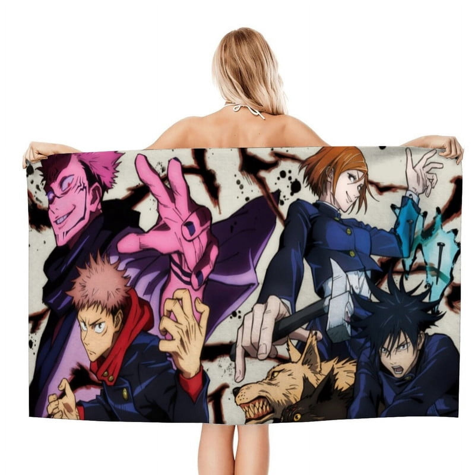 30.7×63in Jujutsu Kaisen Satoru Gojo Geto Suguru Anime Gifts Beach Towel for Teens Women Kids Birthday Bath Outdoor Quick Dry Lightweight