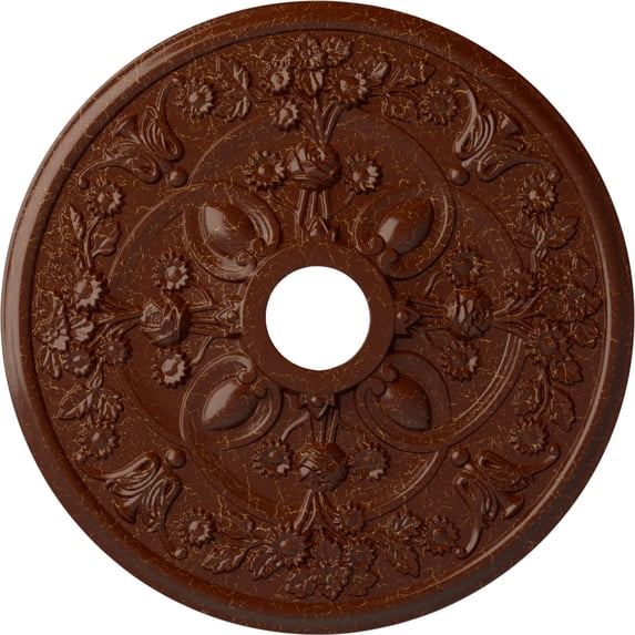30 7/8"OD x 3 5/8"ID x 1 3/8"P Rose Ceiling Medallion (Fits Canopies up to 5 1/4"), Hand-Painted Burnished Mahogany Crackle