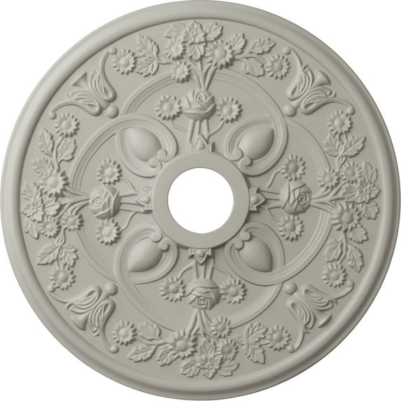 30 7/8"OD x 3 5/8"ID x 1 3/8"P Rose Ceiling Medallion (Fits Canopies up to 5 1/4"), Hand-Painted Pot of Cream