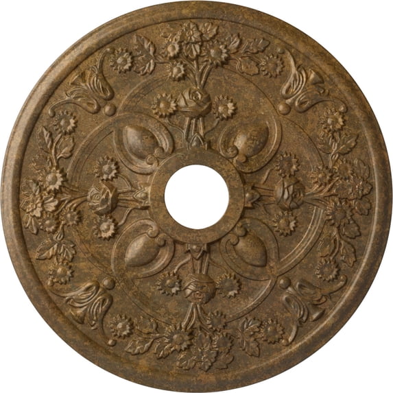 30 7/8"OD x 3 5/8"ID x 1 3/8"P Rose Ceiling Medallion (Fits Canopies up to 5 1/4"), Hand-Painted Rubbed Bronze