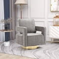 thumbnail image 1 of 30.7" Swivel Accent Chair with Open Back, Comfy Single Sofa Chair Reading Chair with Gold Stainless Steel Base, Upholstered Club Chair Armchair for Nursery Bedroom Living Room Hotel Office, Grey, 1 of 7