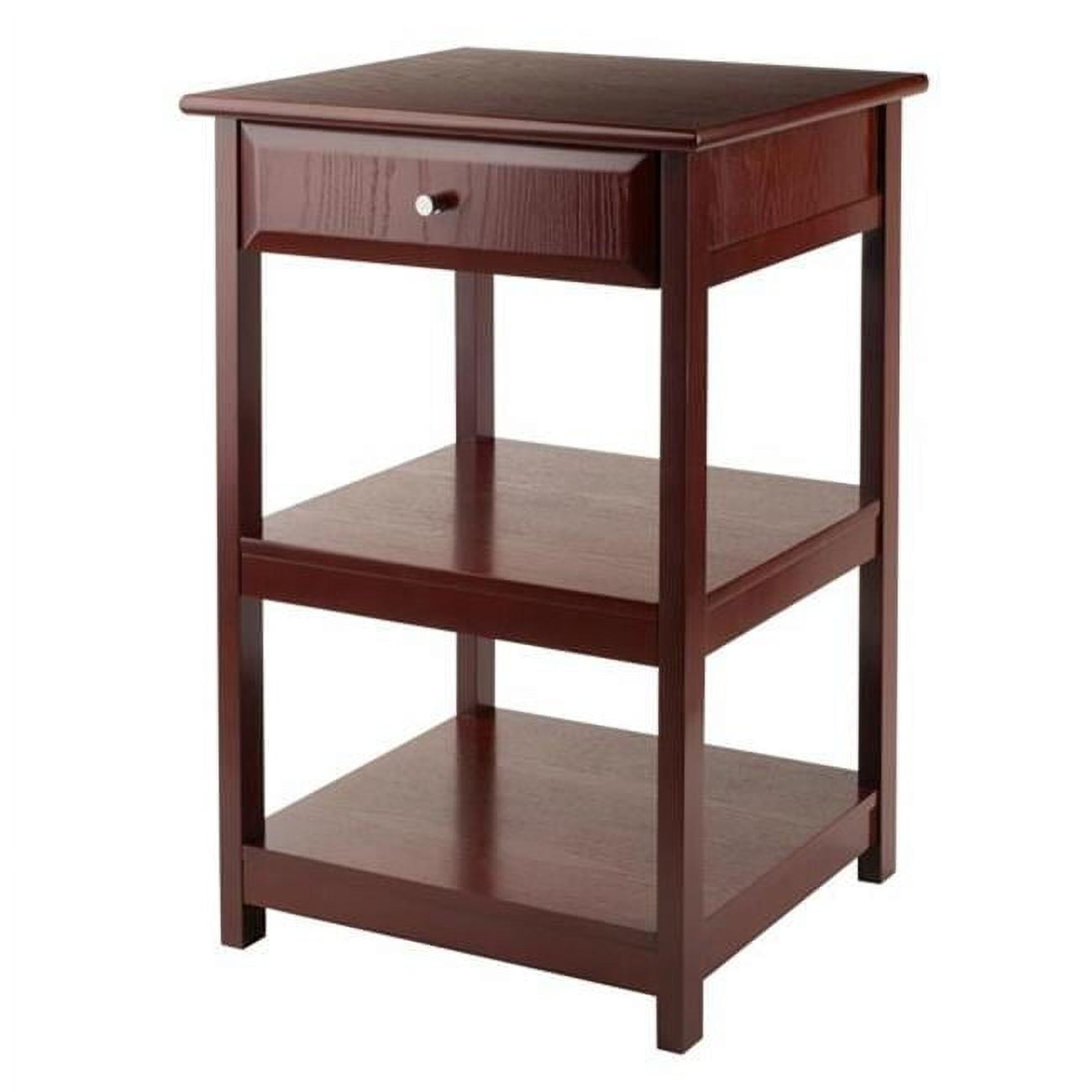 Walnut Composite Wood Printer Table with Drawer and Shelves