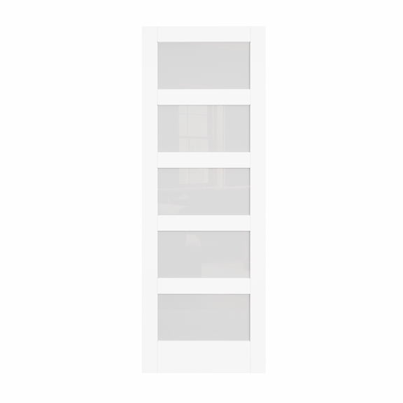 30"×84" Glass and Manufactured Wood Sliding Barn Door without Installation Hardware Kit