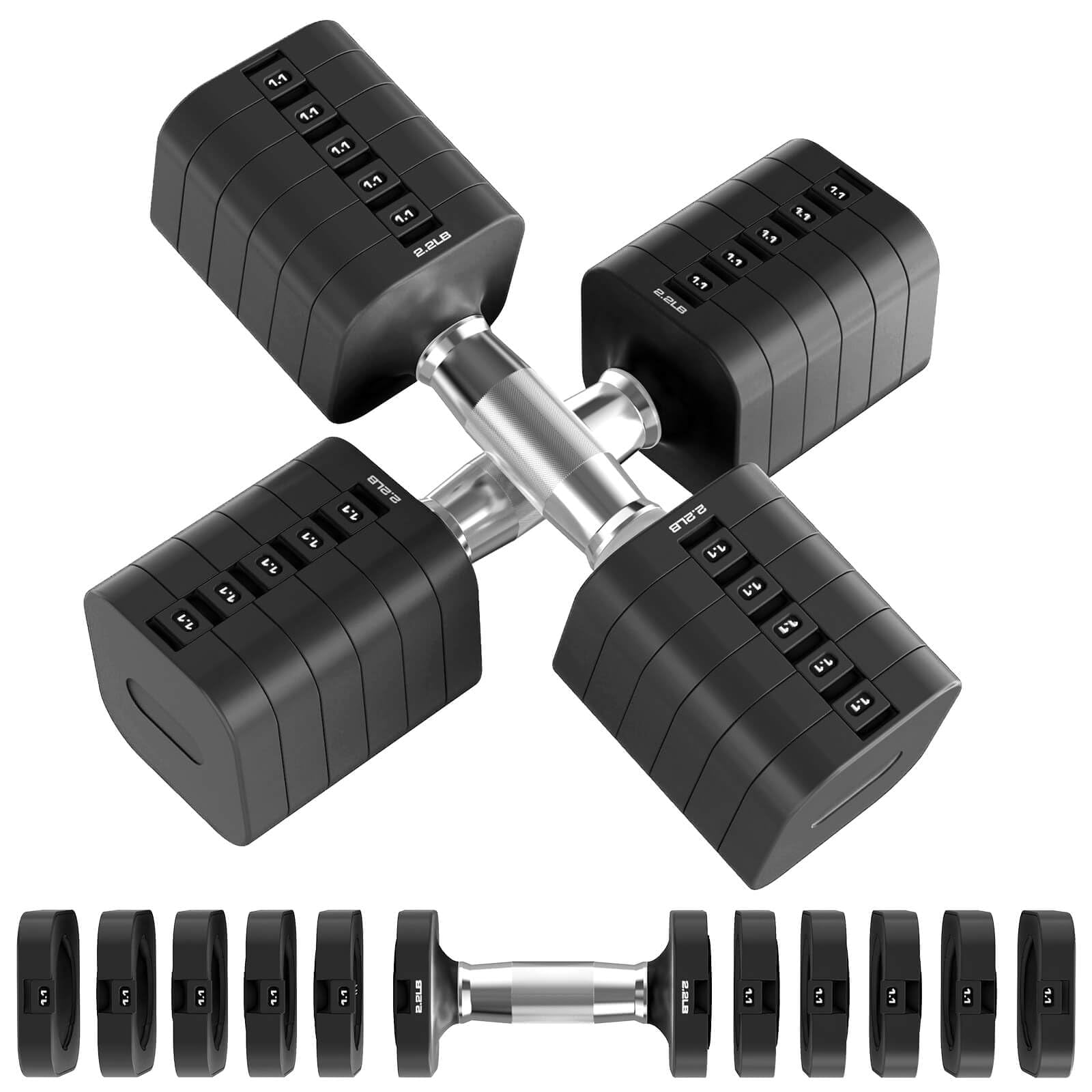 30.8lb Adjustable Dumbbell Set  Each Weight With 6 Levels 4.4/6.6/8.8/11/13.2/15.4lb Hand Weights For Men/women Home Gym Exercise Workout