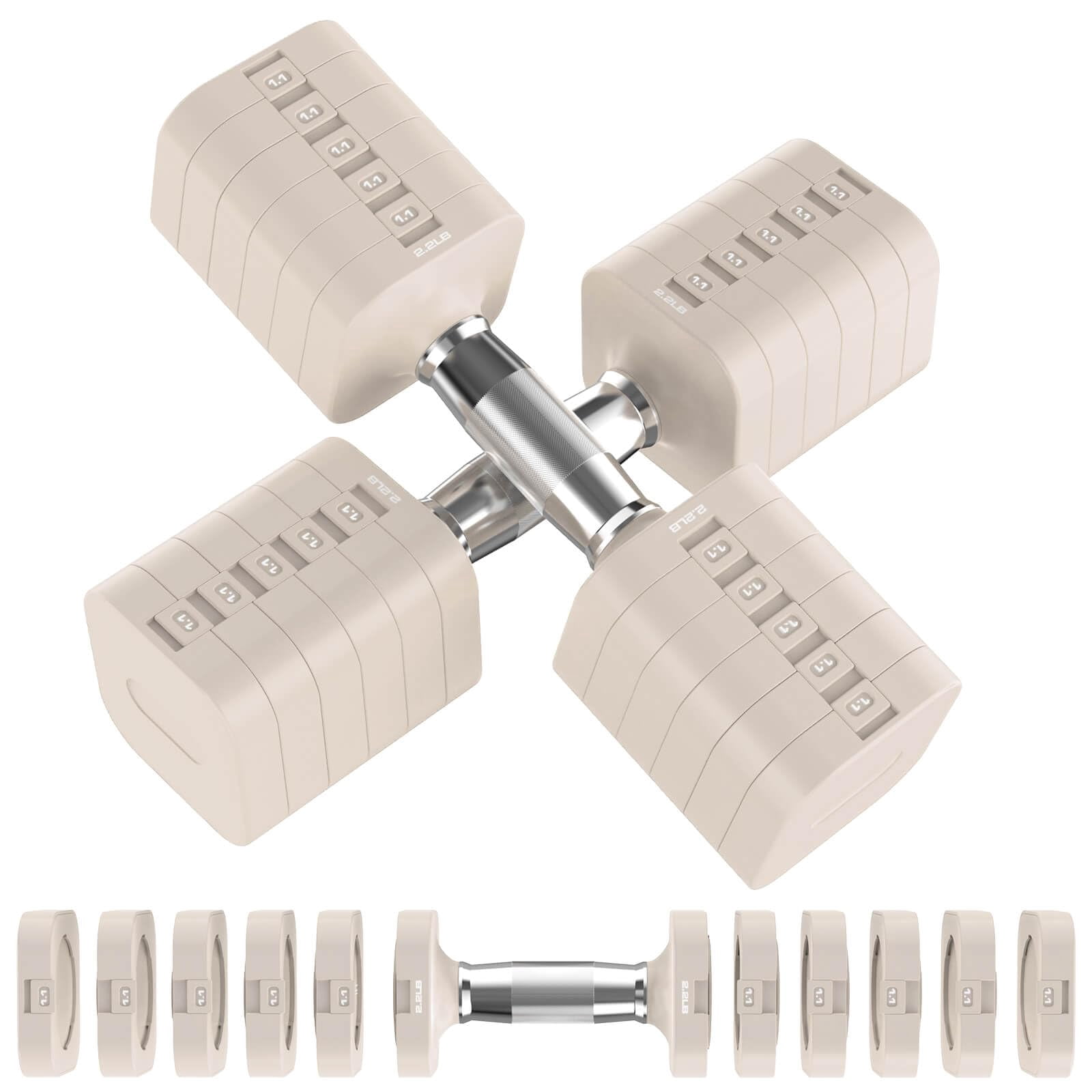 30.8lb Adjustable Dumbbell Set  Each Weight With 6 Levels 4.4/6.6/8.8/11/13.2/15.4lb Hand Weights For Men/women Home Gym Exercise Workout