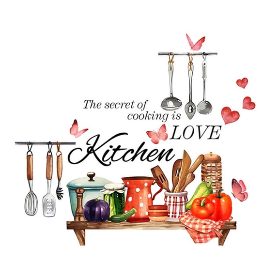 30*90cm English Kitchen Bee Butterfly Cartoon Wall Sticker Classic Background Wall Living Room Kitchen Home Decor Wall Sticker Smile Home