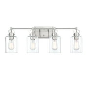 30.91" 4-Light Bathroom Light Fixtures Over Mirrors Brushed Nickel Vanity Light with Clear Glass Shade