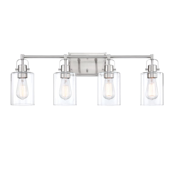 Faymart Lighting 4-Light Brushed Nickel Dimmable Vanity Light with Clear Glass Shade