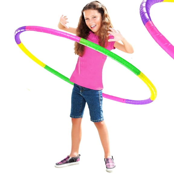 TABGIME 30" Adjustable Kids Exercise Hoops Detachable 3-16 Child Fitness Hoop ABS Toy for Girls Boys, Multi-Color
