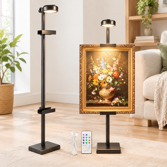 30'' Adjustable Tabletop Easel Stand With Rechargeable 13rgber Light
