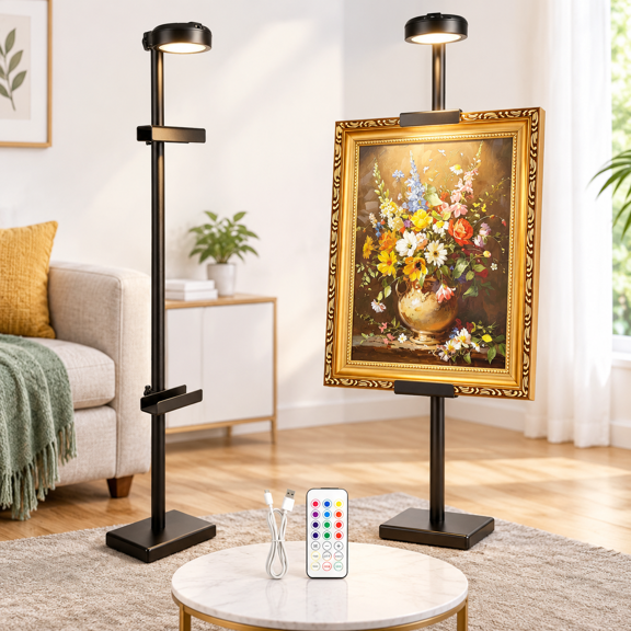 30'' Adjustable Tabletop Easel Stand With Rechargeable 13rgber Light
