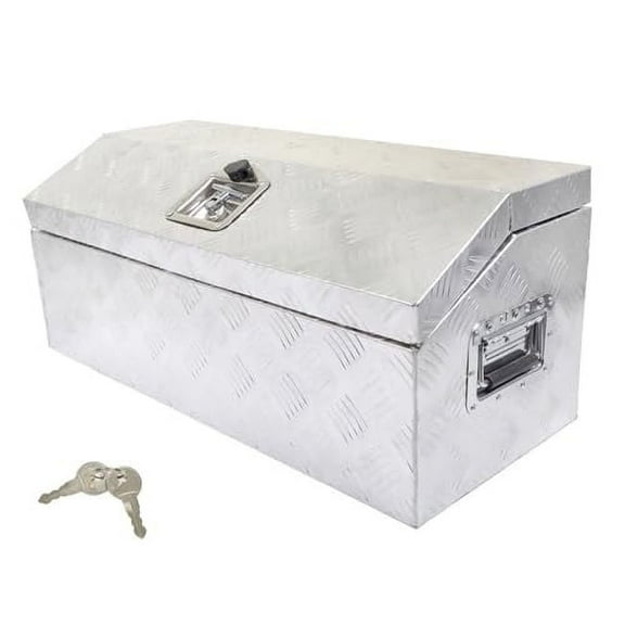30 Aluminum Trailer Tool Box Chest box Pickup Truck Bed Storage Toolboxes Organizer Side Handle, Lock w/ 2 Keys, Silver