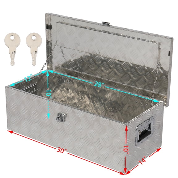 30" Aluminum Truck Tool Box with Lock 5-Strip Tread Plate Silver