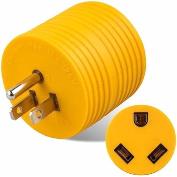 30 Amp to 110 RV Adapter, NEMA 5-15P to TT-30R Electrical Power 30 Amp to 15 Amp 110 Adaptor, 15A Household Male to 30A RV Female Converter Plug for RV Camper Caravan Van Travel Trailer