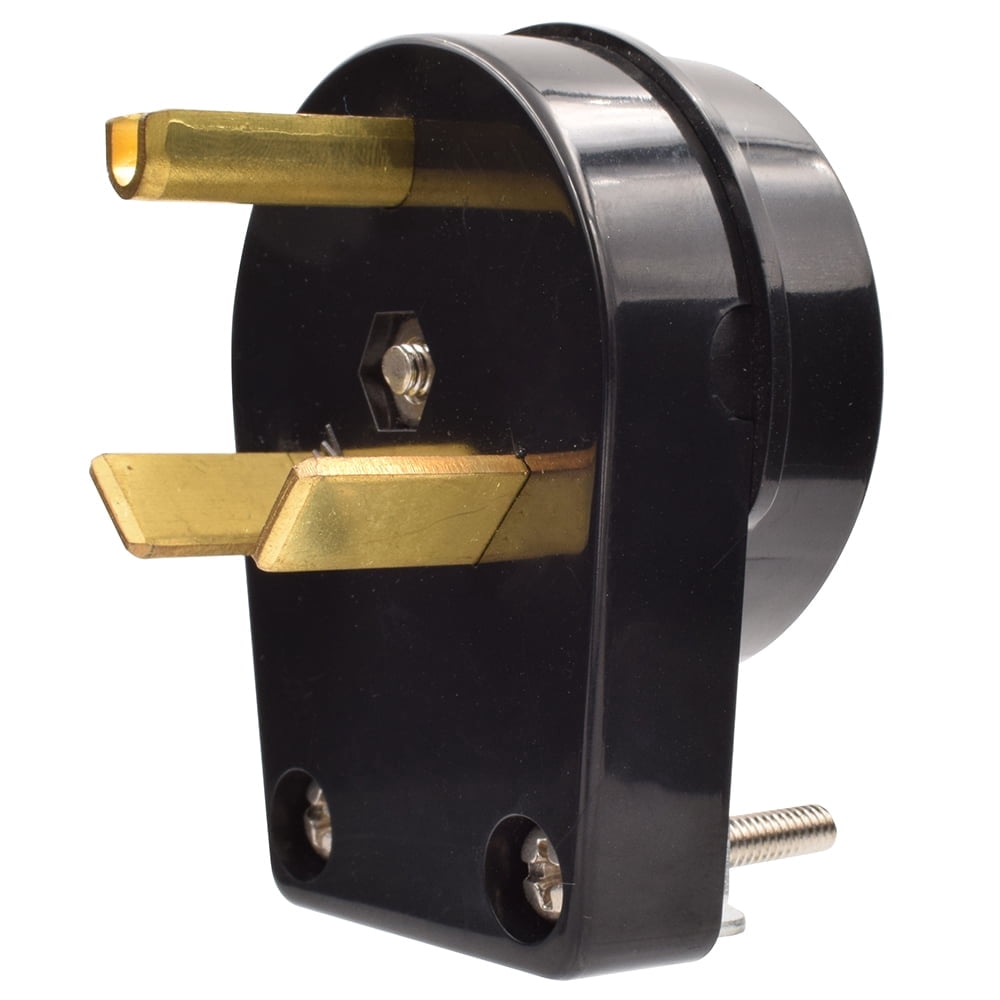30 Amp 125-Volt 2-Pole/3-Wire NEMA TT-30P Angle Travel Trailer Plug, Black 4507