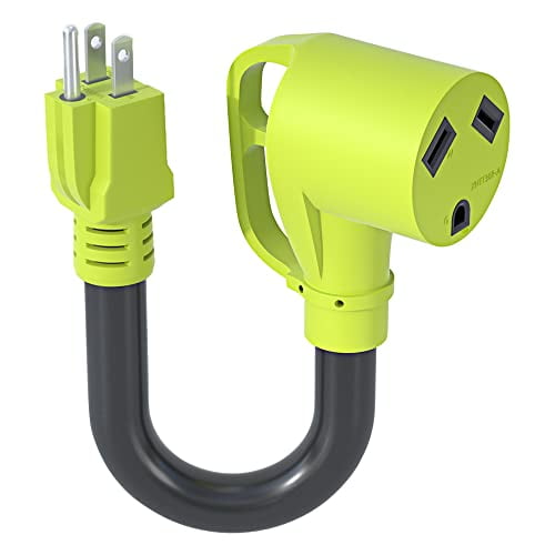 30 Amp to 15 Amp 110 Volt RV Adapter Cord, NEMA 5-15P Male to NEMA TT-30R Female,Heavy Duty STW 10 Gauge for RV Trailer Camper,Electrical Power Dogbone Plug,with Handle,ETL Listed(12 Inch)