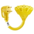 thumbnail image 1 of 30 Amp to 20 Amp 110V RV Distribution Adapter NEMA TT-30P Male to 3X 5-15R/5-20R, 30 Amp to Triple 15 Amp / 20 Amp 3-Prong to Multiple Household Outlet RV Generator Distribution Cord, 1 of 7