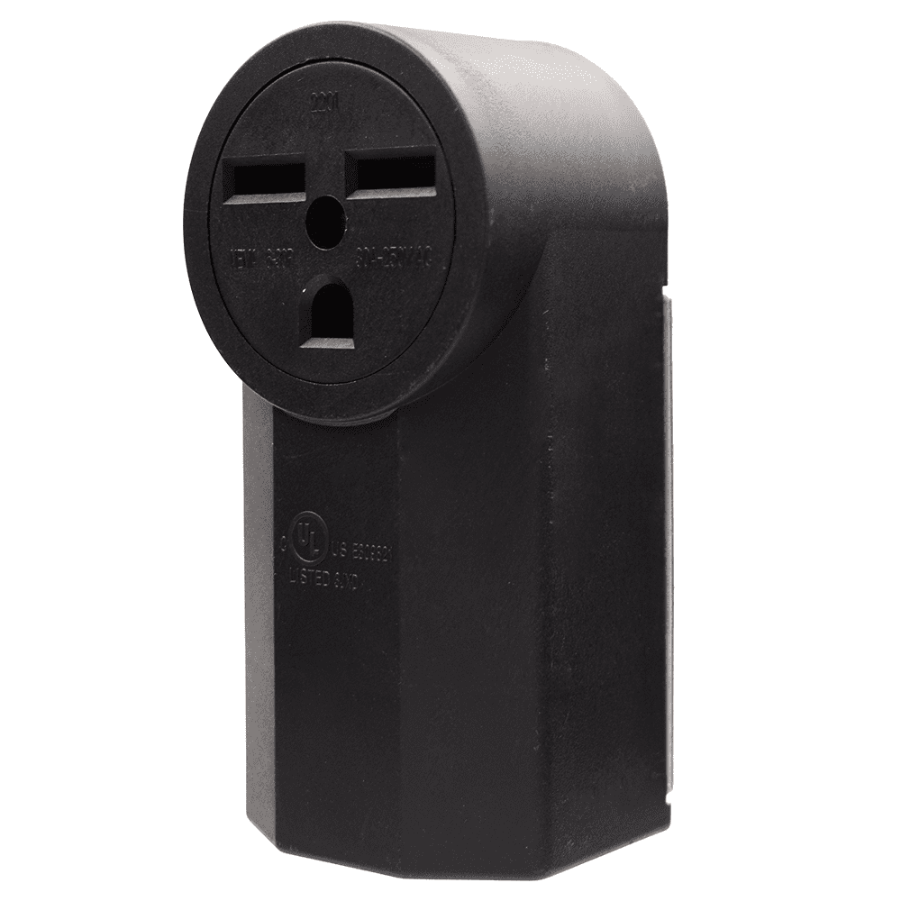 30 Amp Black Thermoplastic Tamper Resistant Single Outlet