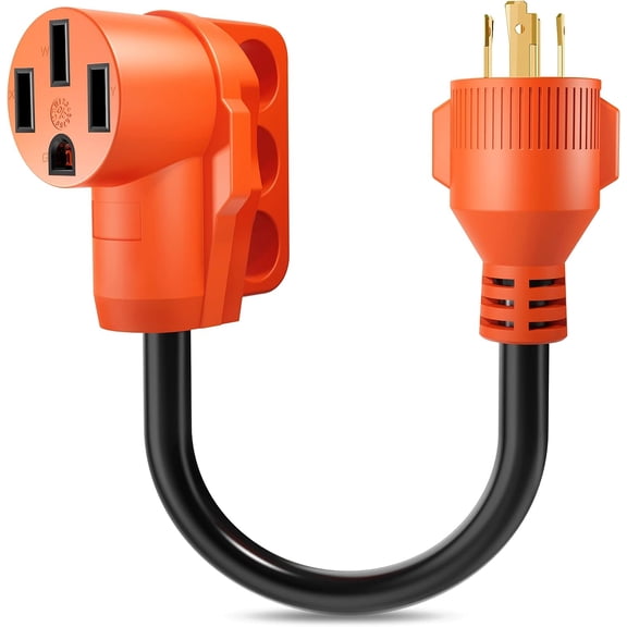 30 Amp to 50 Amp RV Generator Adapter Cord 18 Inch 4 Prong Pure Copper NEMA L14-30P to 14-50R Adapter 30M/50F for RV Trailer Camper Caravan Van Trailer,STW 10/4 Power Cord