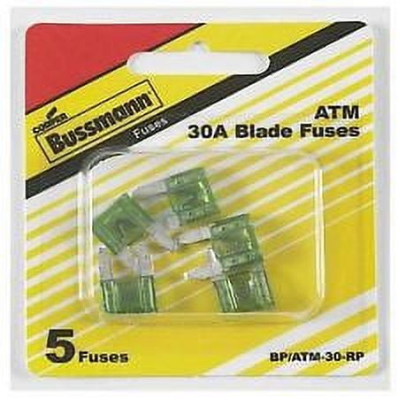Bussmann ATM-30 Green ATM 30 Amp Fast-Acting Automotive Mini Blade Fuses - 5 per Box