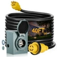 thumbnail image 1 of SPEEDWOW 40 FT 30 Amp RV Extension Cord, 125/250V Heavy Duty Extension Cord with Generator Inlet Box, SJTW 4X10AWG ETL Listed, NEMAL14-30P to 14-30R, Waterproof Power Cord for RV Outdoor Home, 1 of 10
