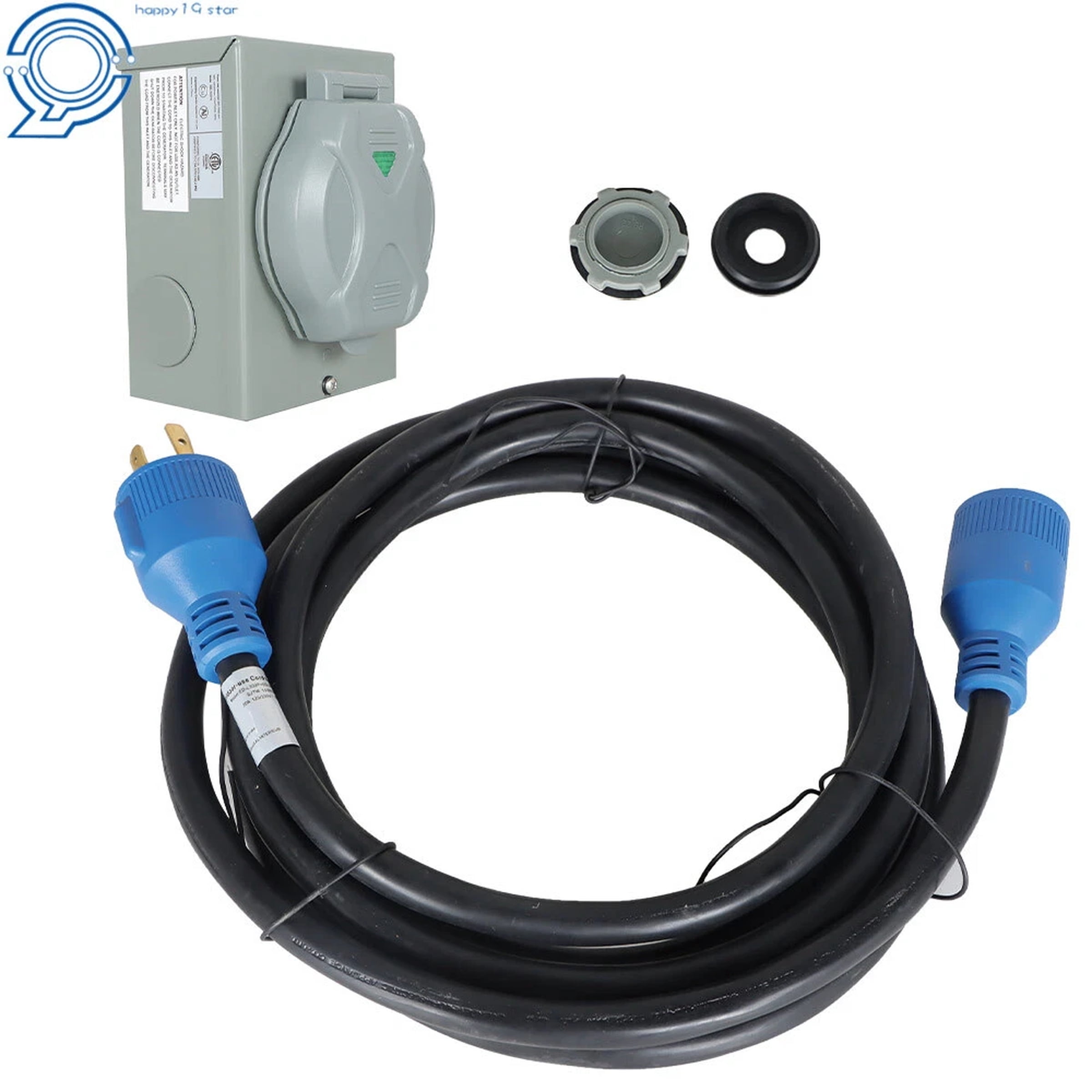 30 Amp Generator Power Inlet Box 4 Prong NEMA L14-30P/L14-30R 15FT 125/250V