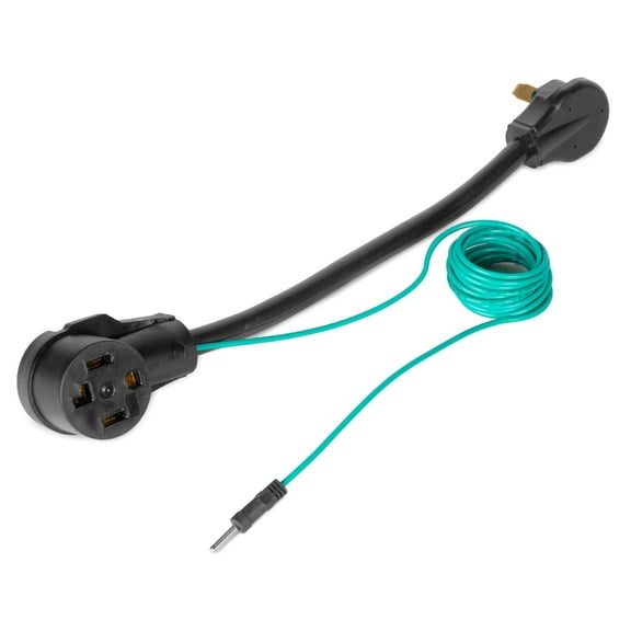 30-Amp NEMA 10-30P 3-Prong Plug to 30-Amp NEMA 4-Prong 14-30R Outlet, Appliance Adapter with 12-Inch Extension Cord and Grounding Wire (PC1014)