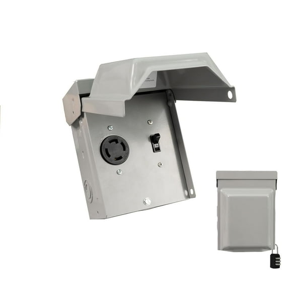 30 Amp NEMA L14-30R with 15Amp Switch Power Outlet Box 125/250V, Heavy Duty Lockable Weatherproof Electrical Panel, Outdoor Receptacle for EV RV Generator Camper Trailer Motorhome, ETL Listed
