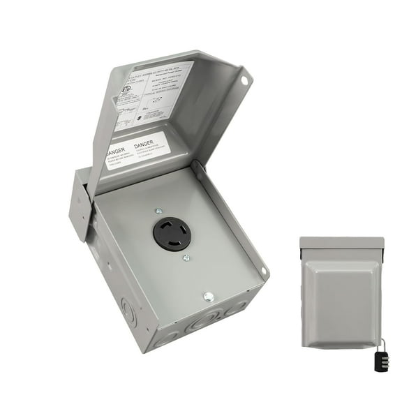 30 Amp NEMA L5-30R Power Outlet Box 125 Volt, Heavy Duty Lockable Weatherproof Outdoor Electrical Panel, Outdoor Receptacle for EV RV Generator Camper Trailer Motorhome, ETL Listed