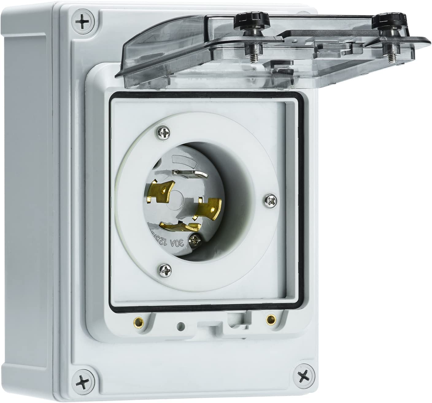 Hubbell Insulgrip TwistLock Generator Flanged Inlet, 3 Pole 4 Wire, 30