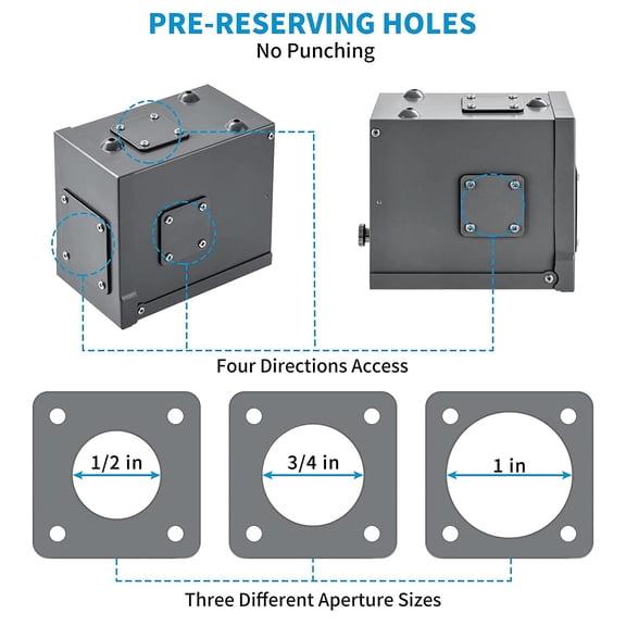 30 Amp Power Inlet Box, NEMA 3R Generator Inlet Box with 5 Preserved Holes, NEMA L14-30P, 125/250 Volt, 7500 Watts Generator Transfer Switch, Weatherproof for Outdoor Use$$Garden & Patio
