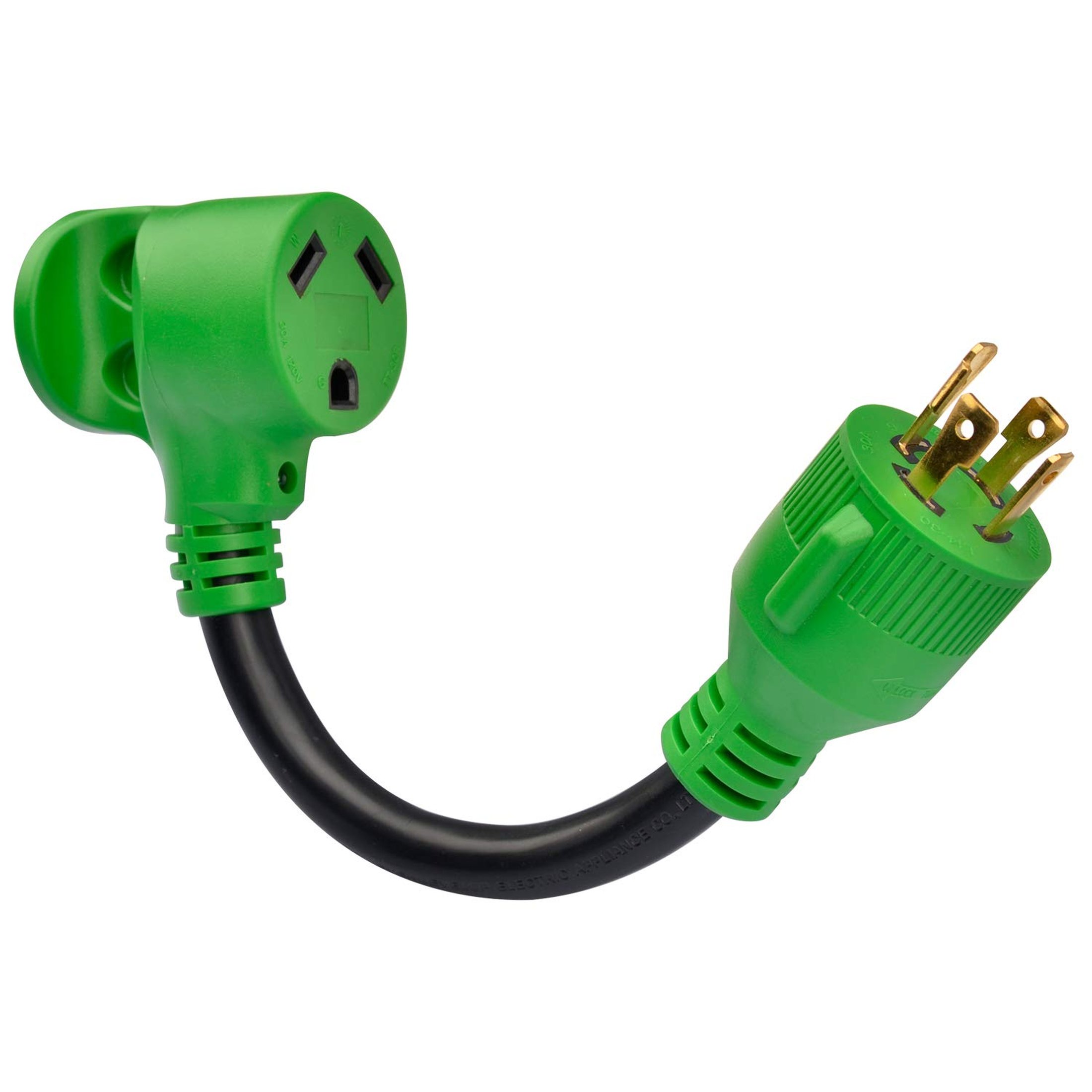 30 Amp RV Generator Adapter Cord with LED Indicator for 12 Inch Connection