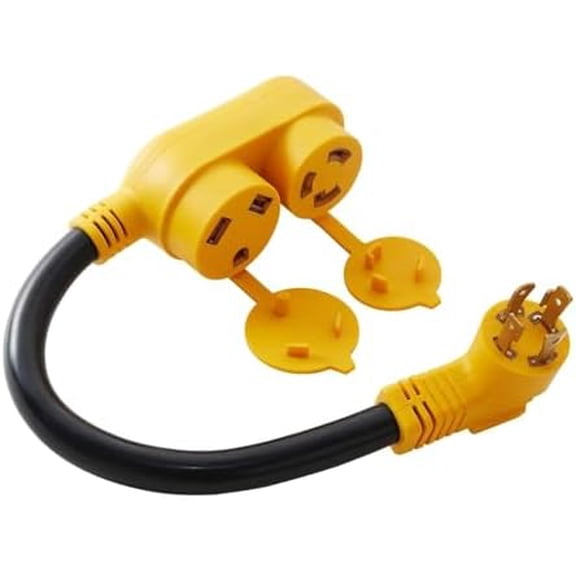 30 Amp RV Generator Power Adapter Cord - NEMA L14-30P Male to Dual TT-30R & L5-30R Female Outlets, 4 Prong Twist Lock 30A 125/250V to Two 30A 125V Splitter for Travel Trailer Camper, ETL Listed